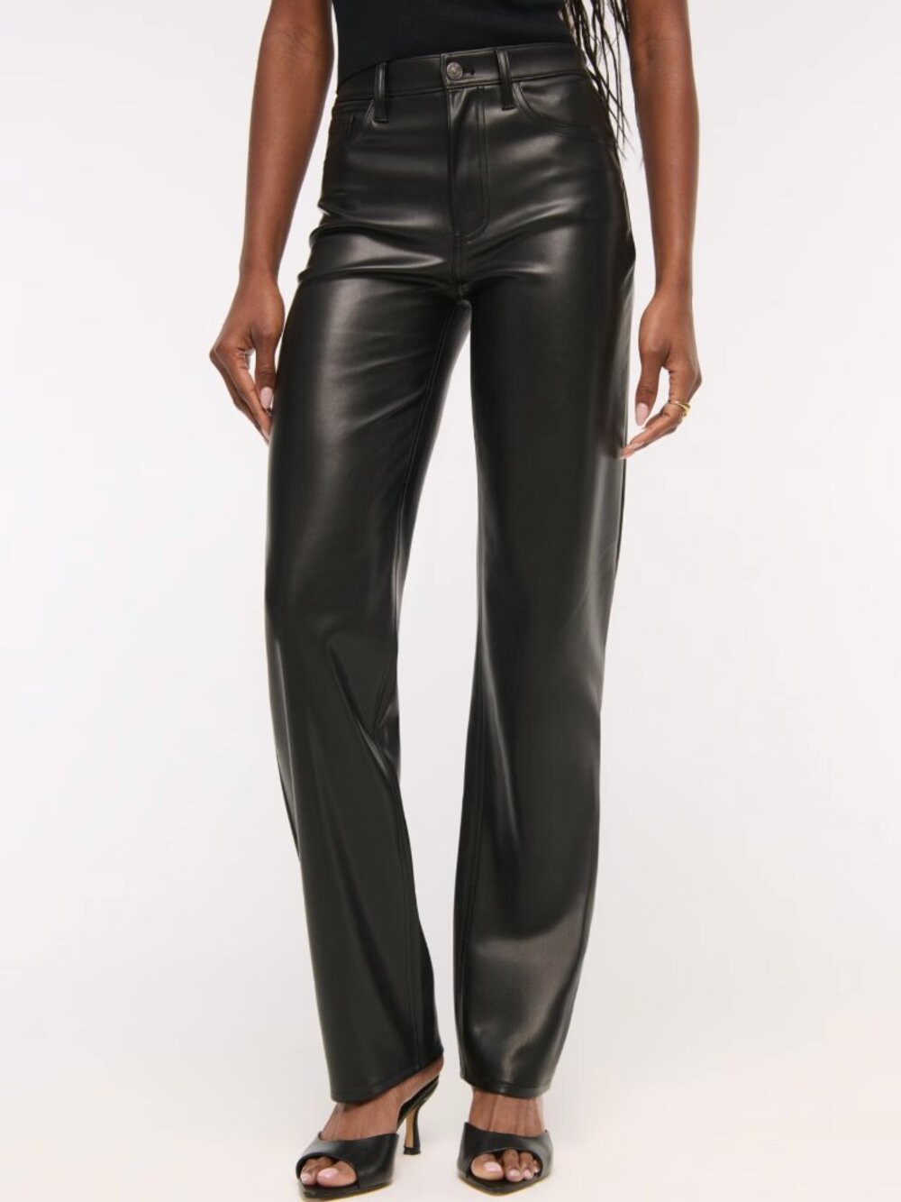 Abercrombie & Fitch The '90s Relaxed Jean Ultra High Rise Vegan Leather Pants Si